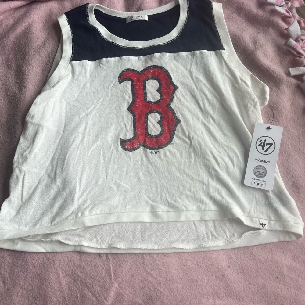 Red and White Boston Tank Top